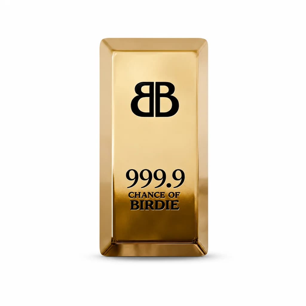 Brass Birdie Bar marker on the putting green